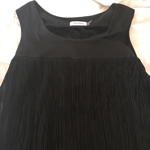 calvin klein black fringe dress